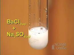 Precipitation Reaction | Double displacement Sodium Sulphate and Barium Chloride. Na2SO4 + BaCl2 —> 2 NaCl + BaSO4 © NCSSM | By Azerbaijan Chemical Society | Facebook